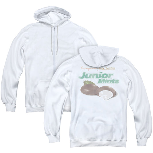 Tootsie Roll Junior Mints Logo Back Print Zipper Mens Hoodie White