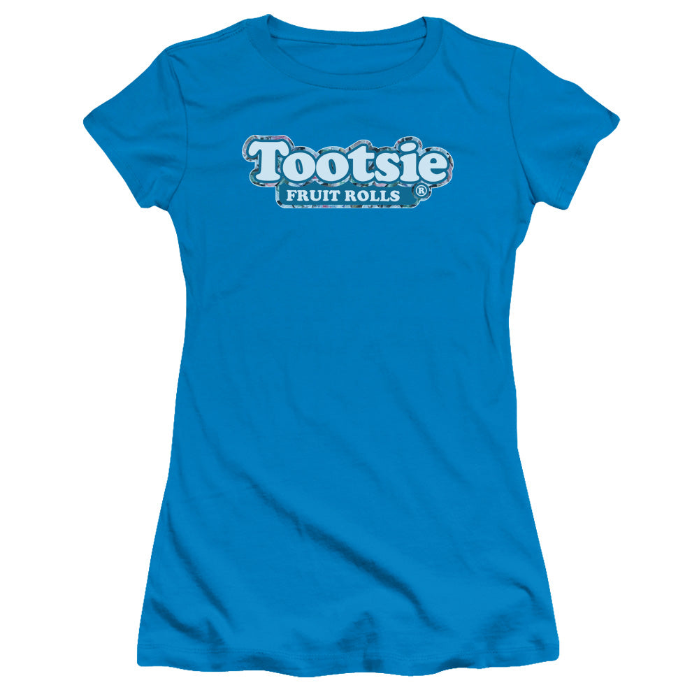 Tootsie Roll Tootsie Fruit Rolls Logo Junior Sheer Cap Sleeve Womens T Shirt Turquoise