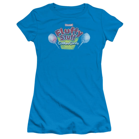 Tootsie Roll Fluffy Stuff Logo Junior Sheer Cap Sleeve Womens T Shirt Turquoise