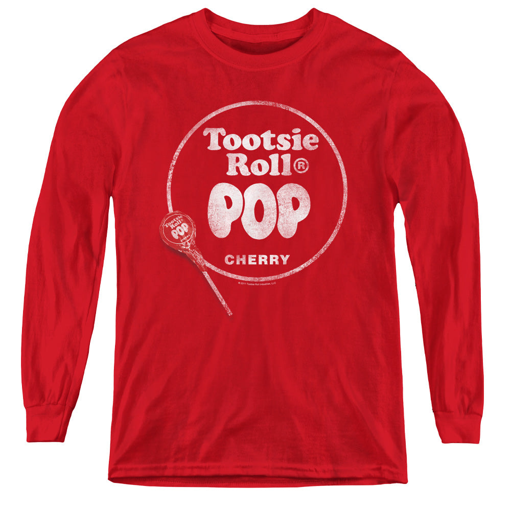 Tootsie Roll Tootsie Roll Pop Logo Long Sleeve Kids Youth T Shirt Red