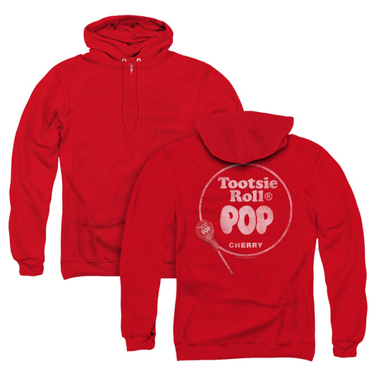 Tootsie Roll Tootsie Roll Pop Logo Back Print Zipper Mens Hoodie Red