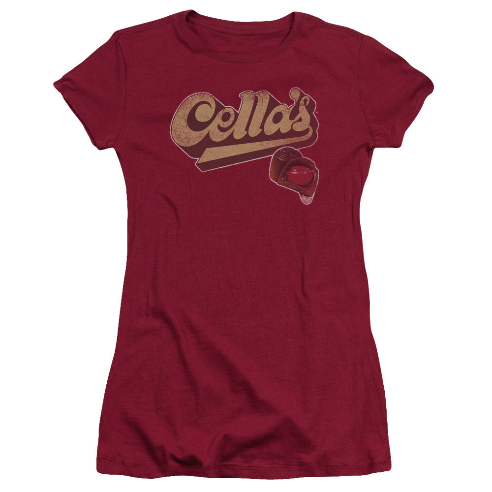 Tootsie Roll Cellas Logo Junior Sheer Cap Sleeve Womens T Shirt Cardinal