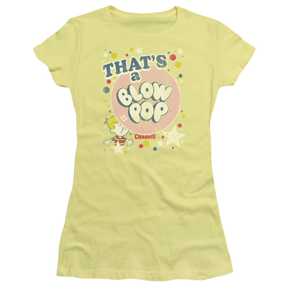 Tootsie Roll Thats A Blow Pop Junior Sheer Cap Sleeve Womens T Shirt Banana