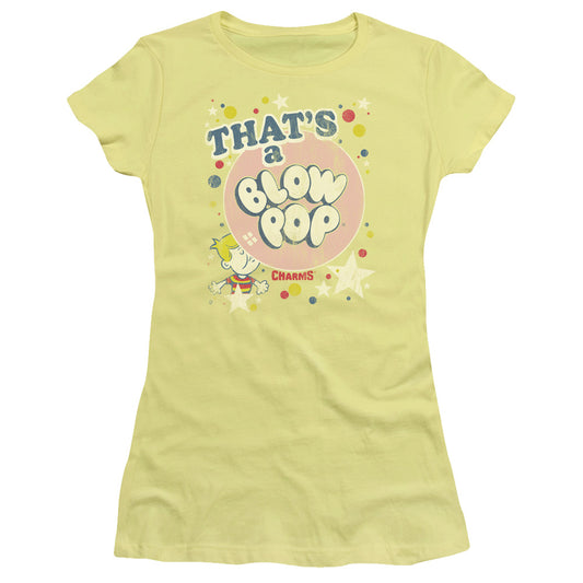 Tootsie Roll Thats A Blow Pop Junior Sheer Cap Sleeve Womens T Shirt Banana