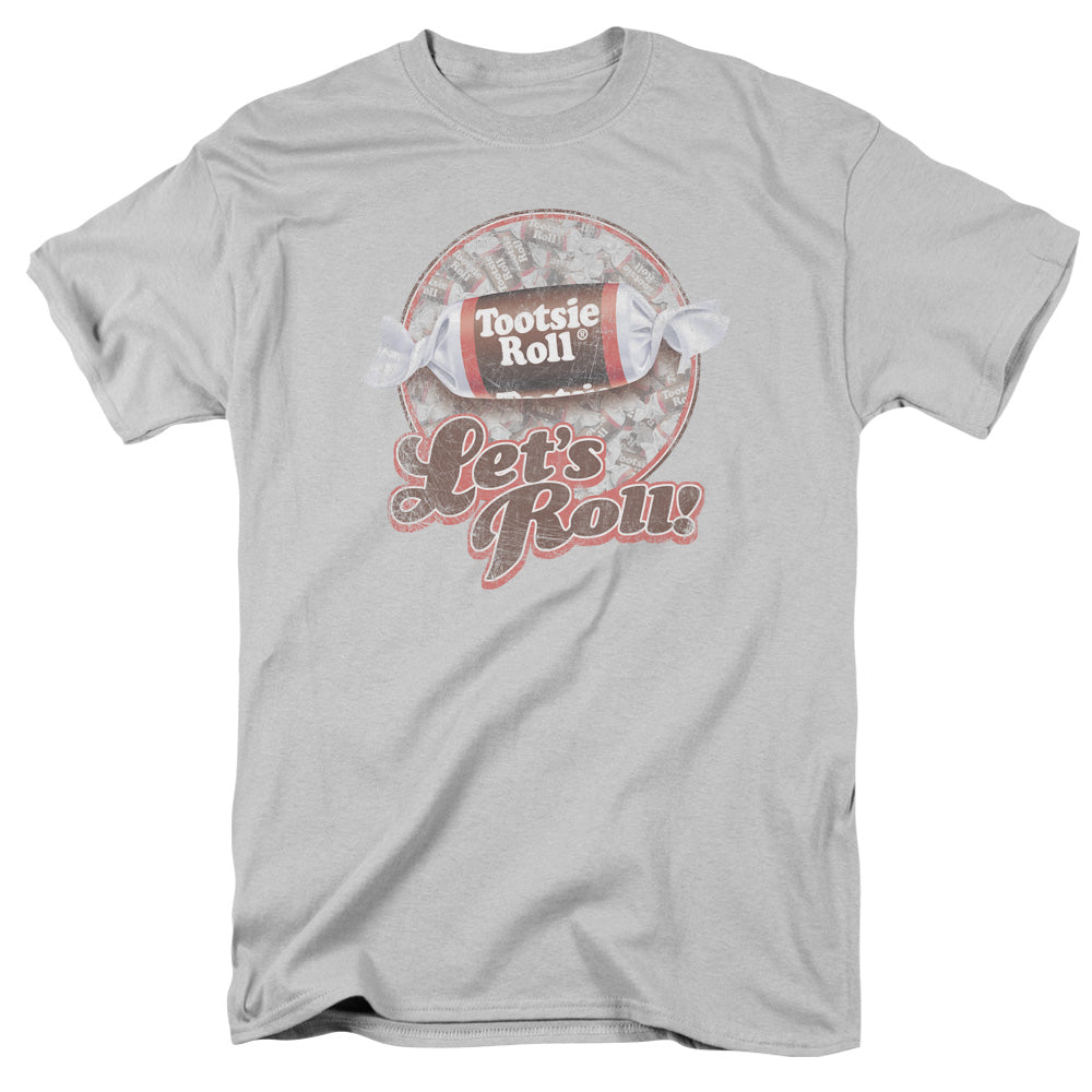 Tootsie Roll Lets Roll! Mens T Shirt Silver