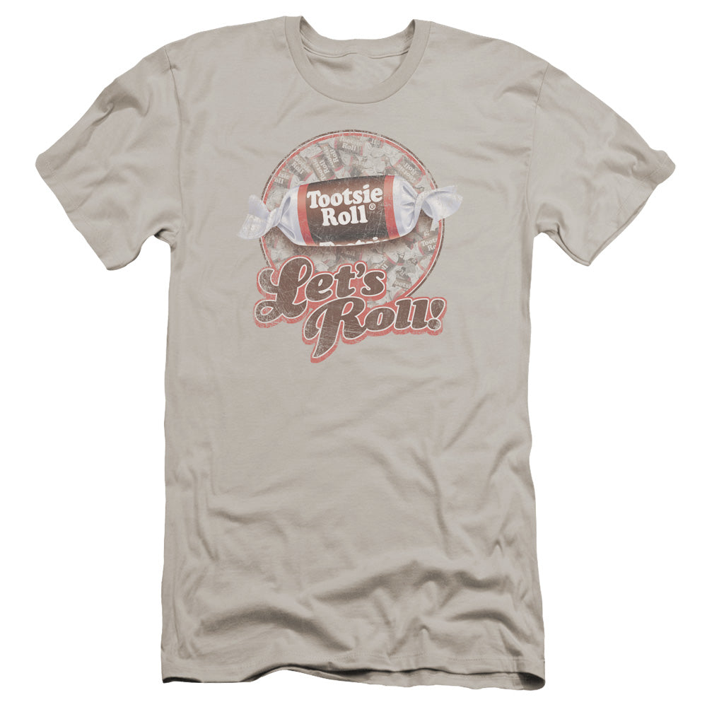 Tootsie Roll Lets Roll! Premium Bella Canvas Slim Fit Mens T Shirt Silver