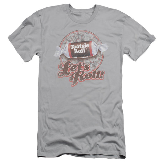 Tootsie Roll Lets Roll! Slim Fit Mens T Shirt Silver