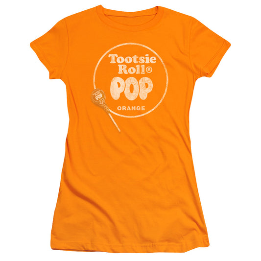 Tootsie Roll Pop Logo Junior Sheer Cap Sleeve Womens T Shirt Orange