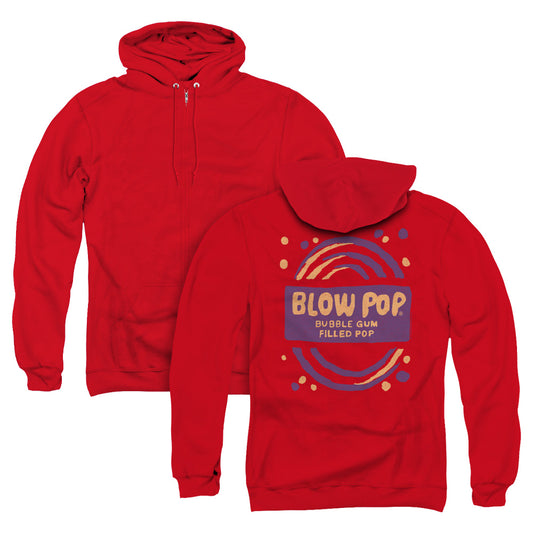 Tootsie Roll Blow Pop Rough Back Print Zipper Mens Hoodie Red