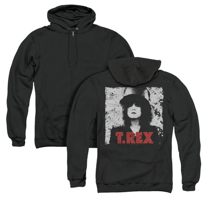 T Rex The Slider Back Print Zipper Mens Hoodie Black