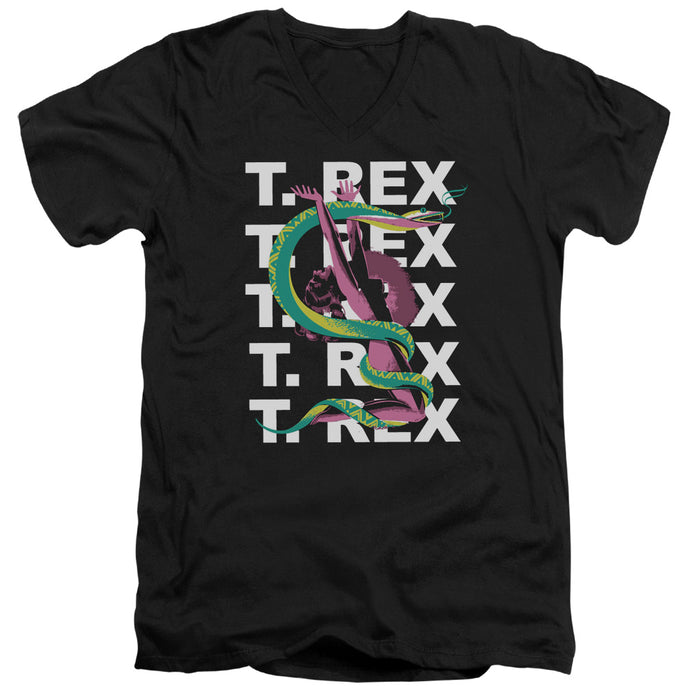 T Rex Snake Mens Slim Fit V-Neck T Shirt Black