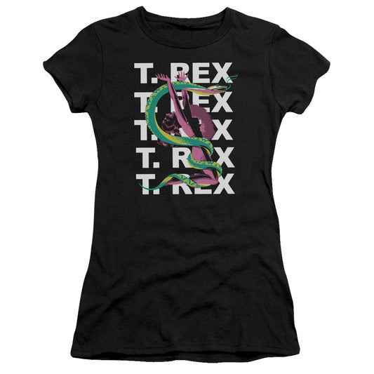 T Rex Snake Junior Sheer Cap Sleeve Womens T Shirt Black