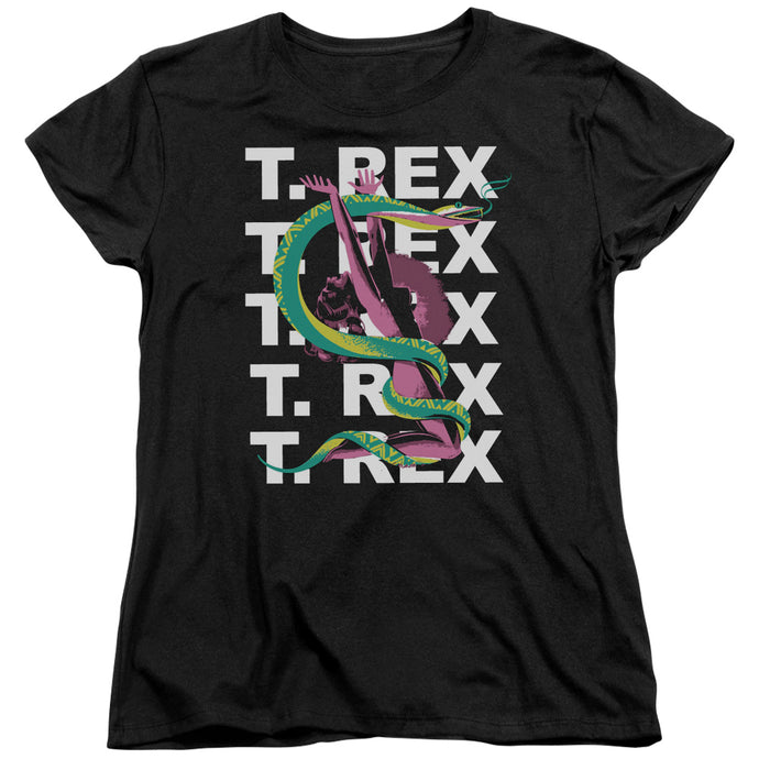 T Rex Snake Womens T Shirt Black