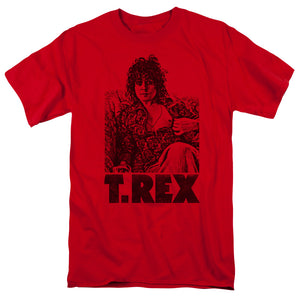 T Rex Lounging Mens T Shirt Red