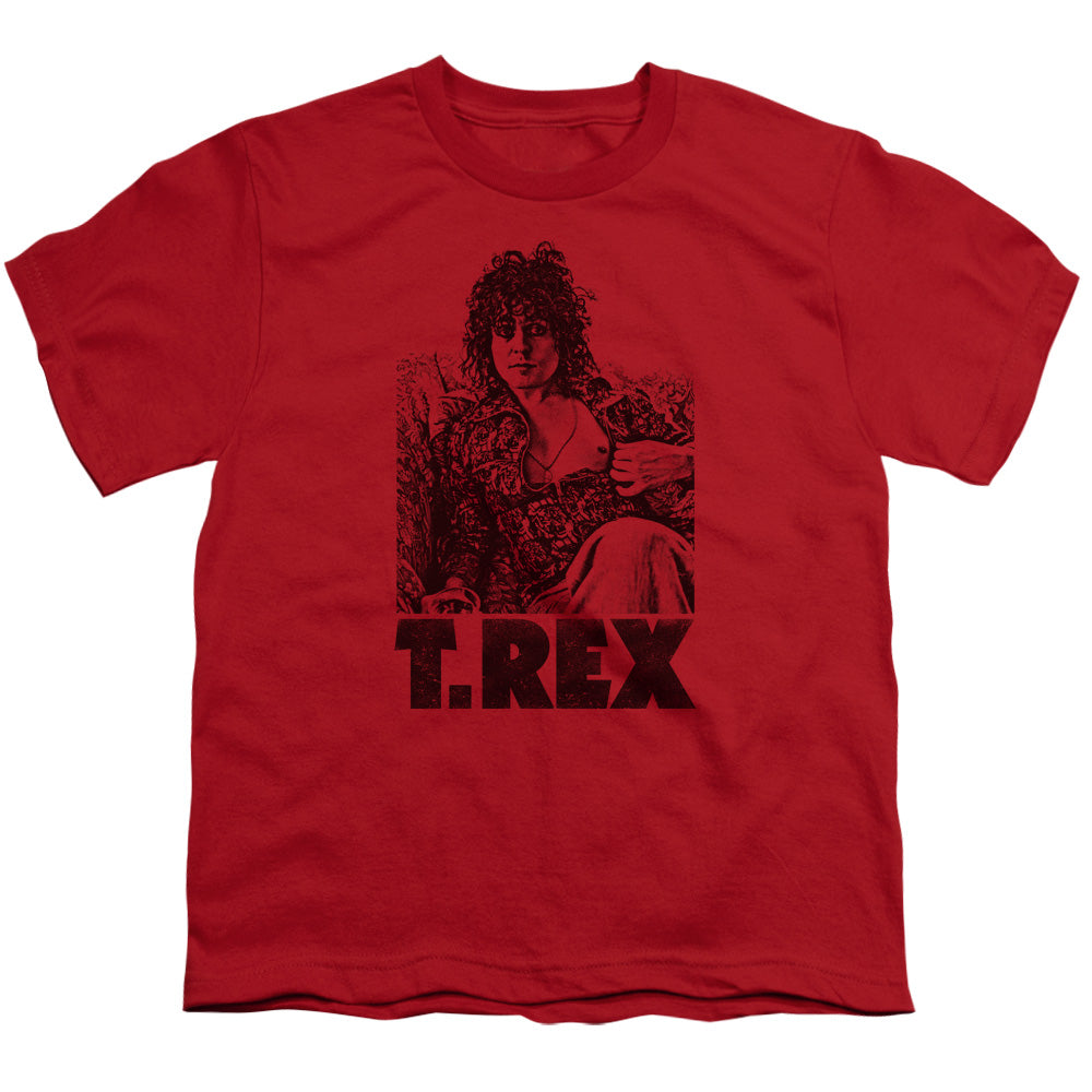 T Rex Lounging Kids Youth T Shirt Red