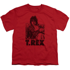 T Rex Lounging Kids Youth T Shirt Red