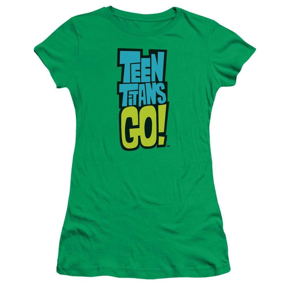 Teen Titans Go Logo Junior Sheer Cap Sleeve Womens T Shirt Kelly Green