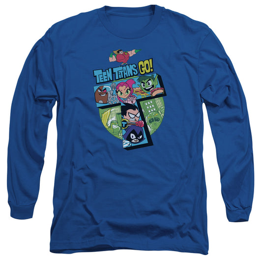 Teen Titans Go T Mens Long Sleeve Shirt Royal Blue