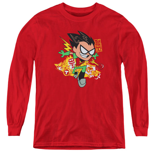 Teen Titans Go Robin Long Sleeve Kids Youth T Shirt Red