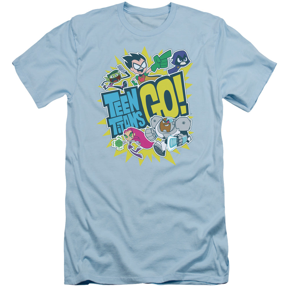 Teen Titans Go Go Slim Fit Mens T Shirt Light Blue