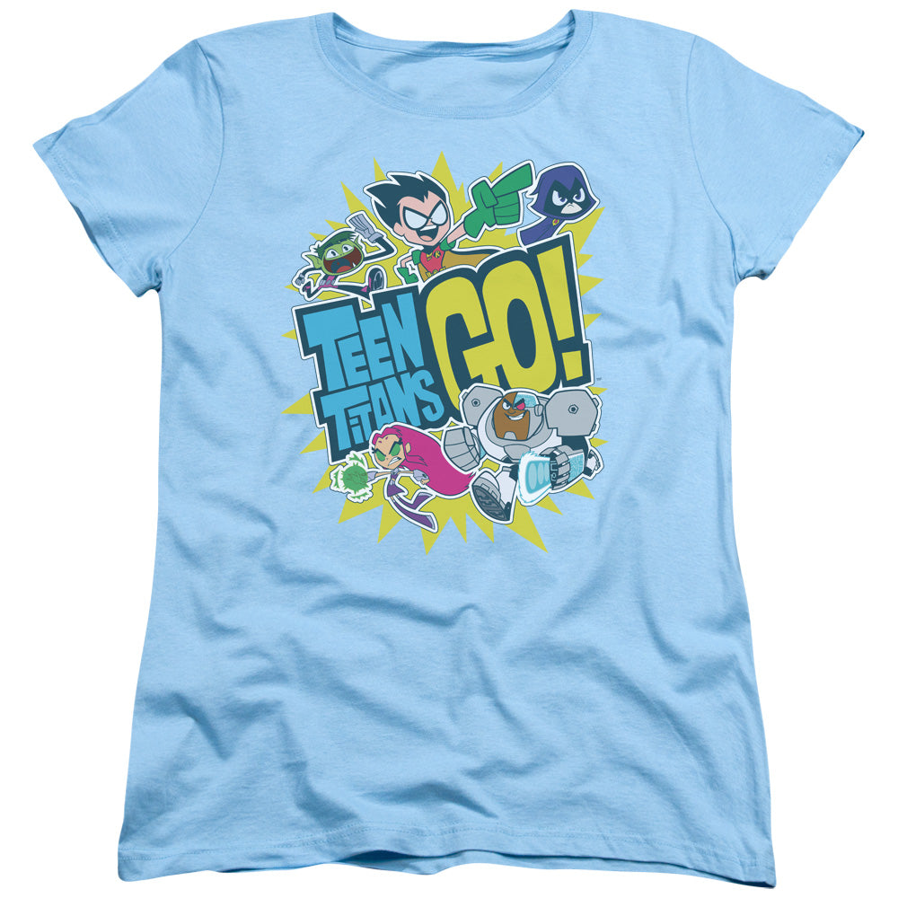 Teen Titans Go Go Womens T Shirt Light Blue