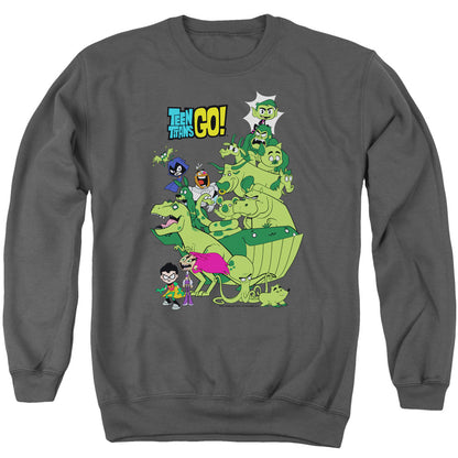 Teen Titans Go Beast Boy Stack Mens Crewneck Sweatshirt Charcoal