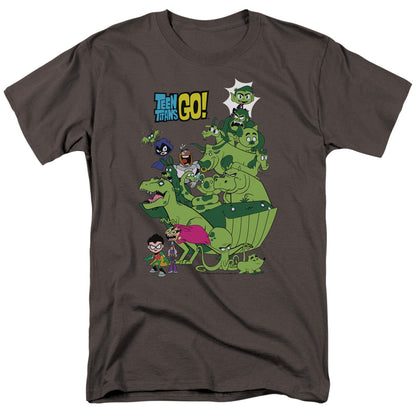 Teen Titans Go Beast Boy Stack Mens T Shirt Charcoal