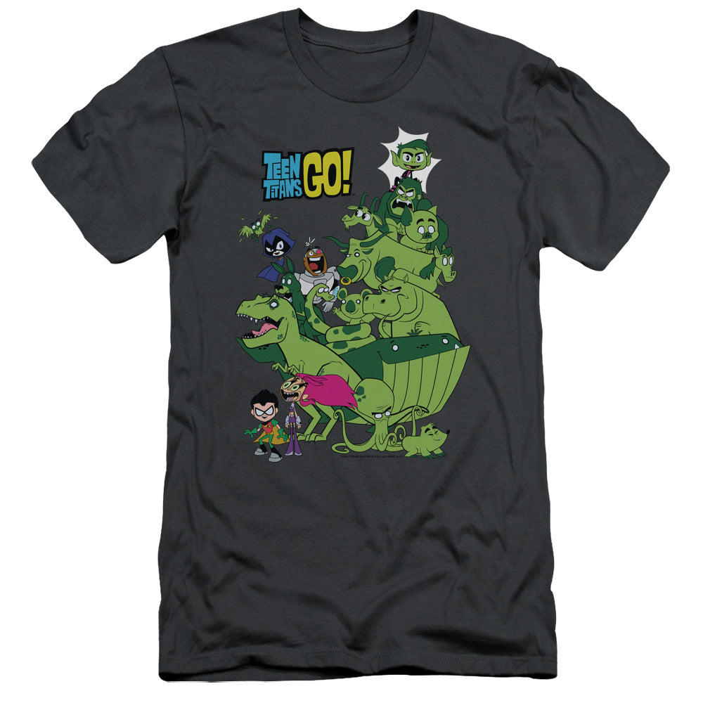 Teen Titans Go Beast Boy Stack Slim Fit Mens T Shirt Charcoal