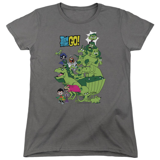 Teen Titans Go Beast Boy Stack Womens T Shirt Charcoal