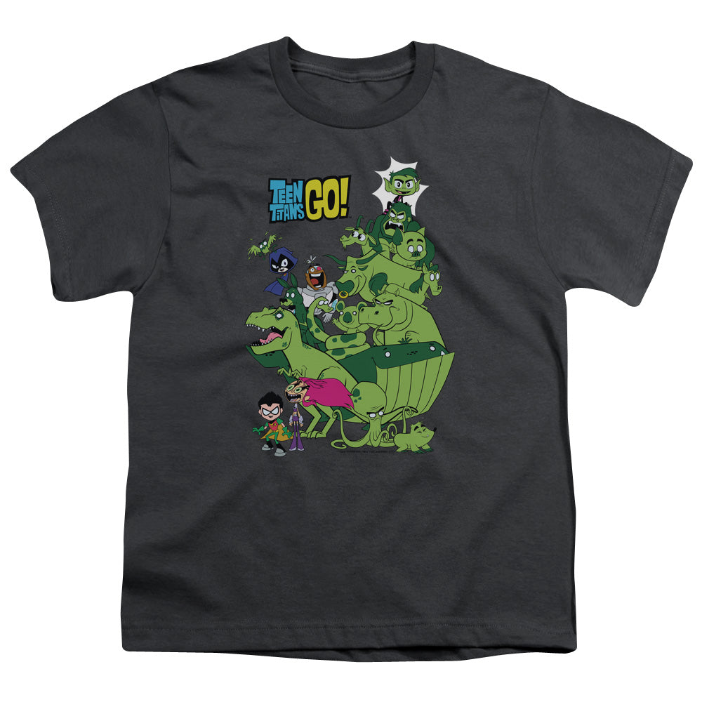 Teen Titans Go Beast Boy Stack Kids Youth T Shirt Charcoal