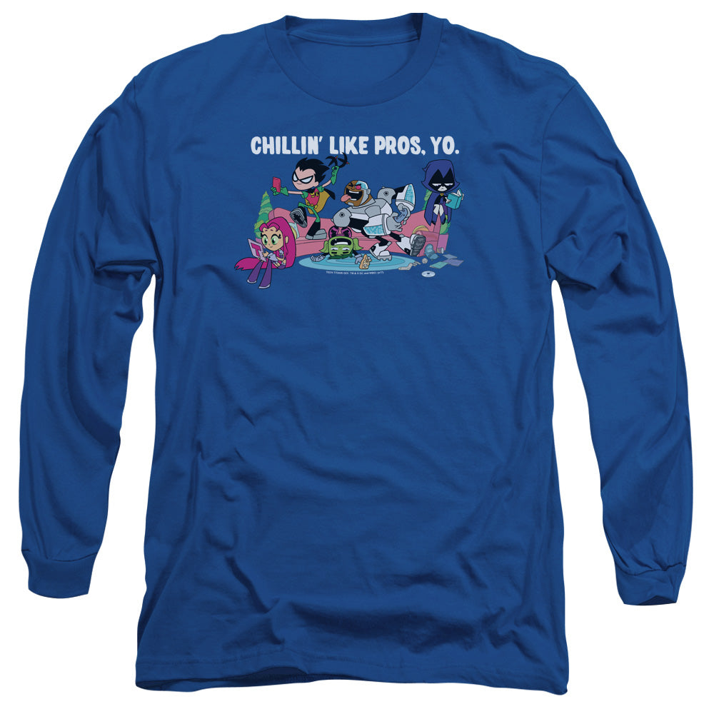 Teen Titans Go Like Pros Yo Mens Long Sleeve Shirt Royal Blue