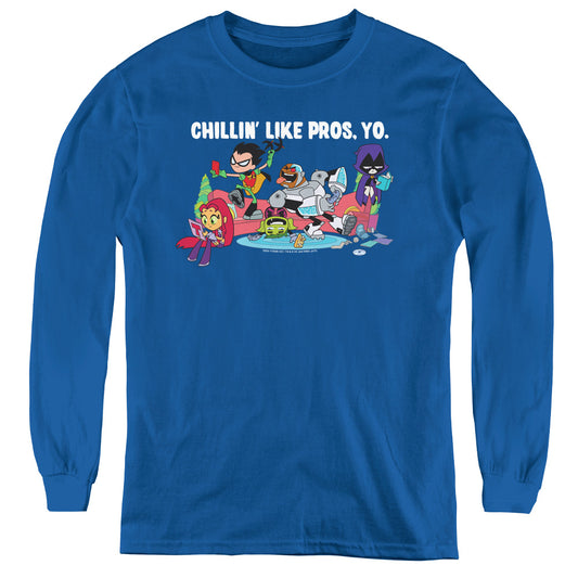 Teen Titans Go Like Pros Yo Long Sleeve Kids Youth T Shirt Royal Blue