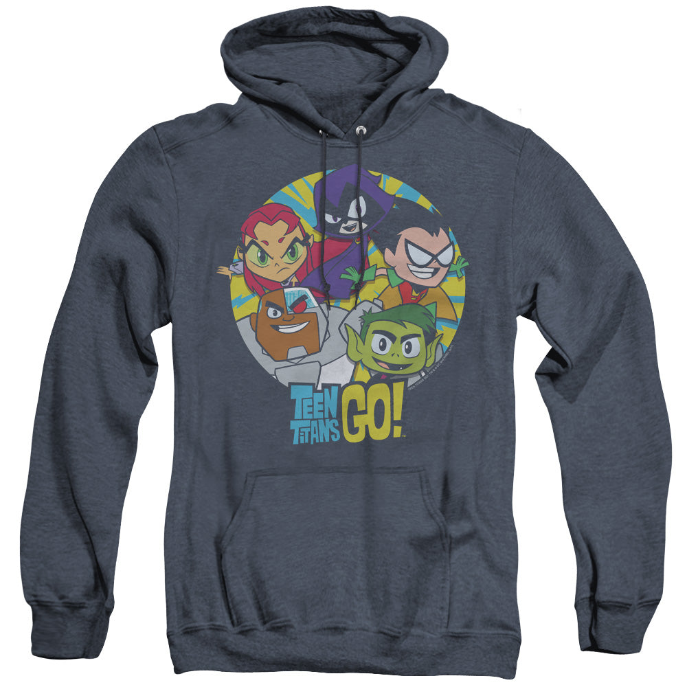 Teen Titans Go Go Go Group Mens Heather Hoodie Navy