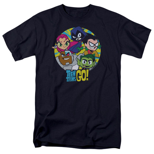 Teen Titans Go Go Go Group Mens T Shirt Navy Blue