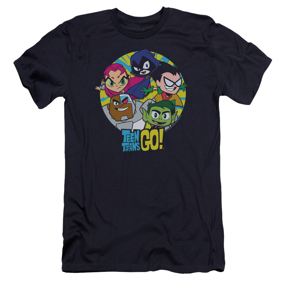 Teen Titans Go Go Go Group Premium Bella Canvas Slim Fit Mens T Shirt Navy Blue