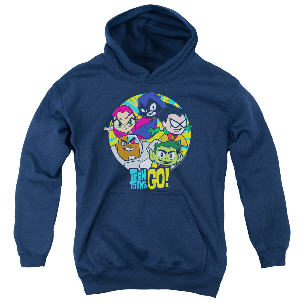 Teen Titans Go Go Go Group Kids Youth Hoodie Navy Blue