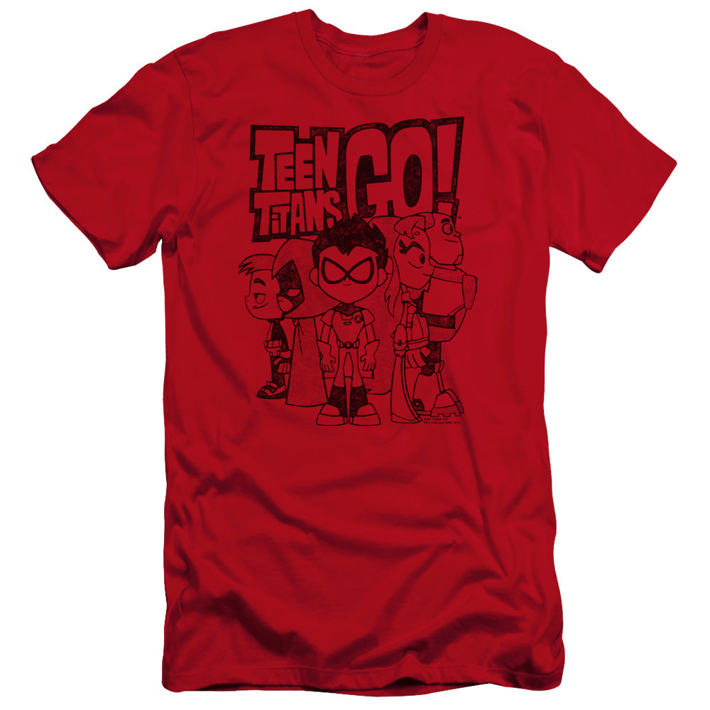 Teen Titans Go Team Up Premium Bella Canvas Slim Fit Mens T Shirt Red