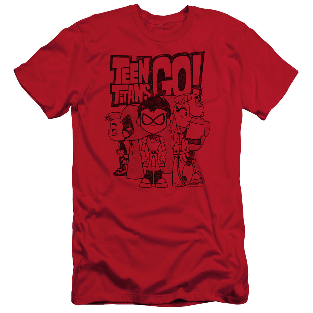 Teen Titans Go Team Up Slim Fit Mens T Shirt Red