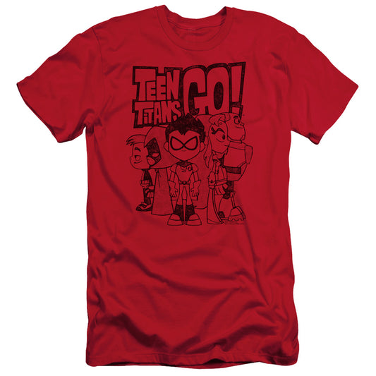 Teen Titans Go Team Up Slim Fit Mens T Shirt Red