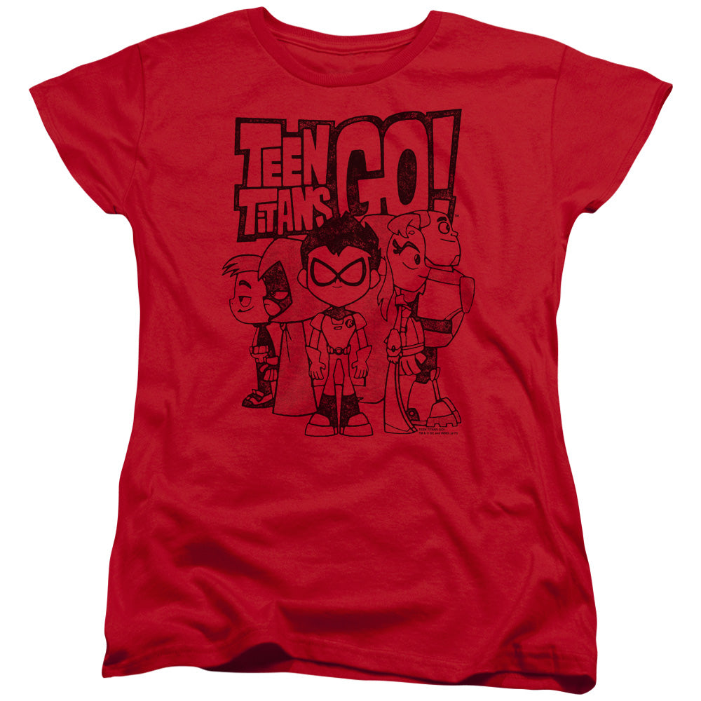 Teen Titans Go Team Up Womens T Shirt Red