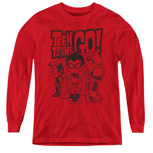 Teen Titans Go Team Up Long Sleeve Kids Youth T Shirt Red