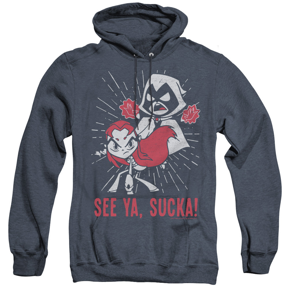 Teen Titans Go Suckas Heather Mens Hoodie Navy Blue