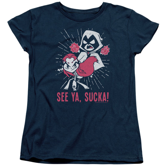 Teen Titans Go Suckas Womens T Shirt Navy Blue