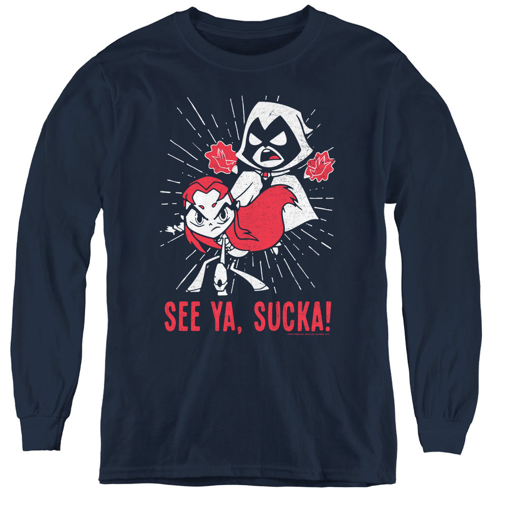 Teen Titans Go Suckas Long Sleeve Kids Youth T Shirt Navy Blue