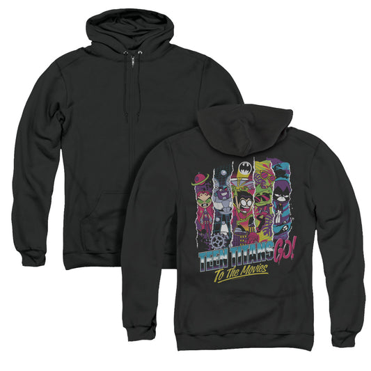 Teen Titans Go To The Movies To The Movies Back Print Zipper Mens Hoodie Black