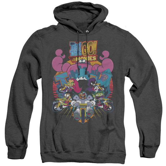 Teen Titans Go To The Movies Burst Through Heather Mens Hoodie Black