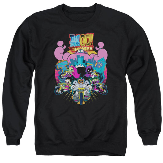 Teen Titans Go To The Movies Burst Through Mens Crewneck Sweatshirt Black