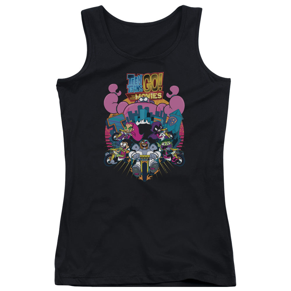 Teen Titans Go To The Movies Burst Through Womens Tank Top Shirt Black