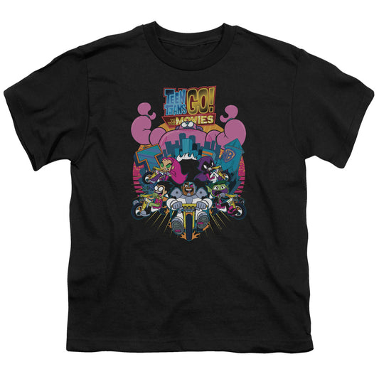 Teen Titans Go To The Movies Burst Through Kids Youth T Shirt Black