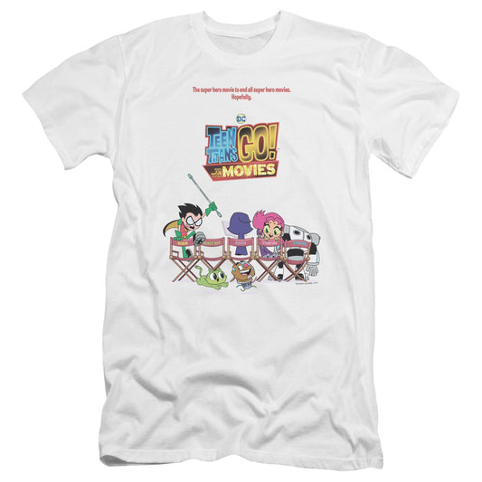 Teen Titans Go To The Movies Poster Premium Bella Canvas Slim Fit Mens T Shirt White